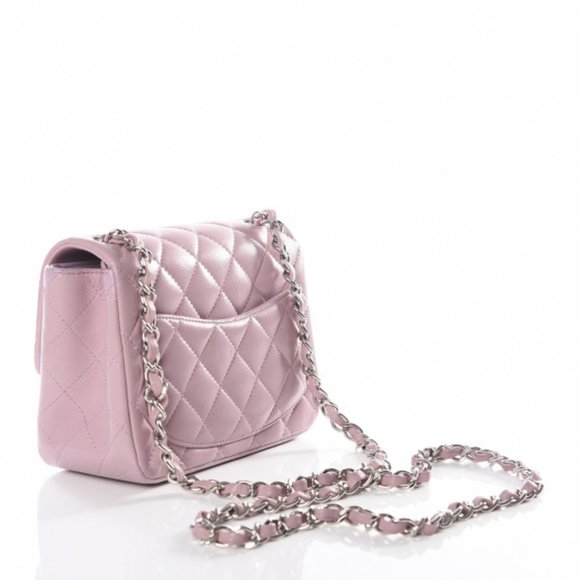 Chanel Mini Square Lilac Purple Lambskin Flap Bag With Silver SHW - Picture 7 of 16